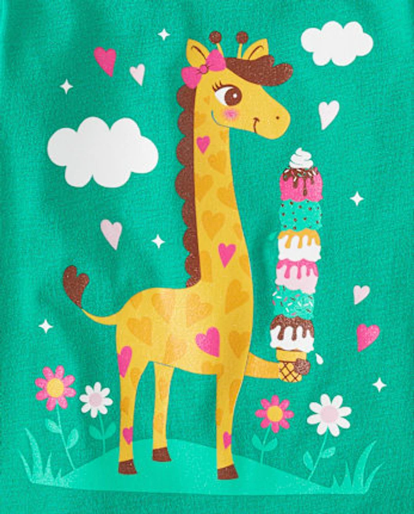 Baby And Toddler Girls Giraffe Ice Cream Graphic Tee