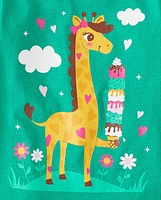 Baby And Toddler Girls Giraffe Ice Cream Graphic Tee