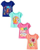 Baby And Toddler Girls Summer Graphic Tee 4-Pack