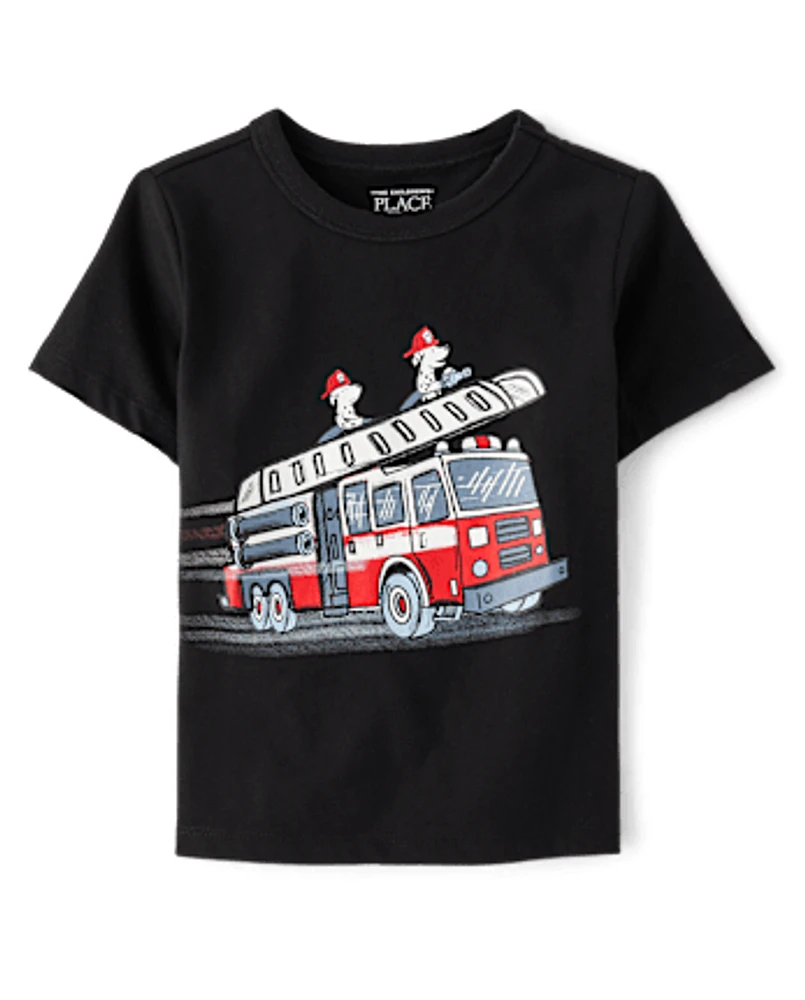 Baby And Toddler Boys Fire Truck Graphic Tee