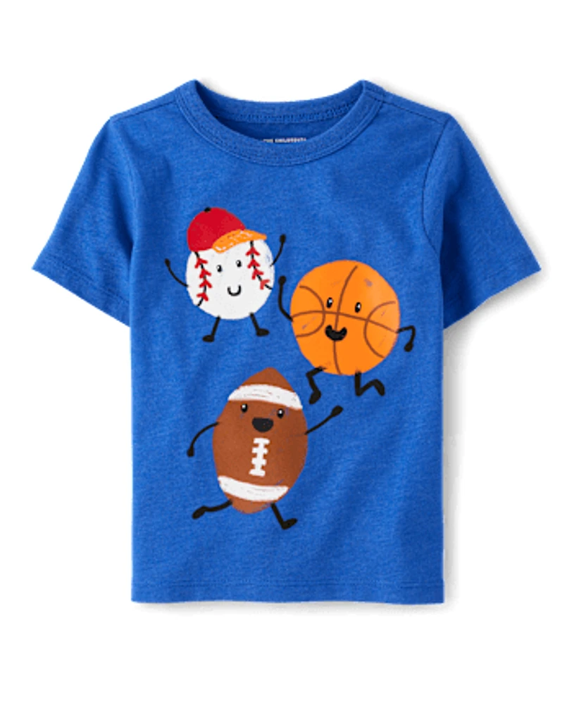 Baby And Toddler Boys Happy Sports Graphic Tee