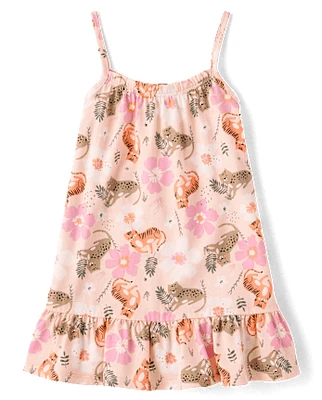 Robe trapèze à volants style safari pour bébé et petite fille