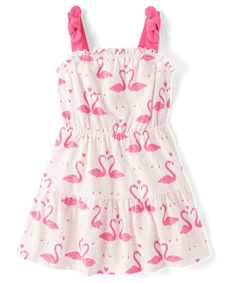 Baby And Toddler Girls Print Tiered Tie Shoulder Dress