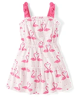 Baby And Toddler Girls Print Tiered Tie Shoulder Dress