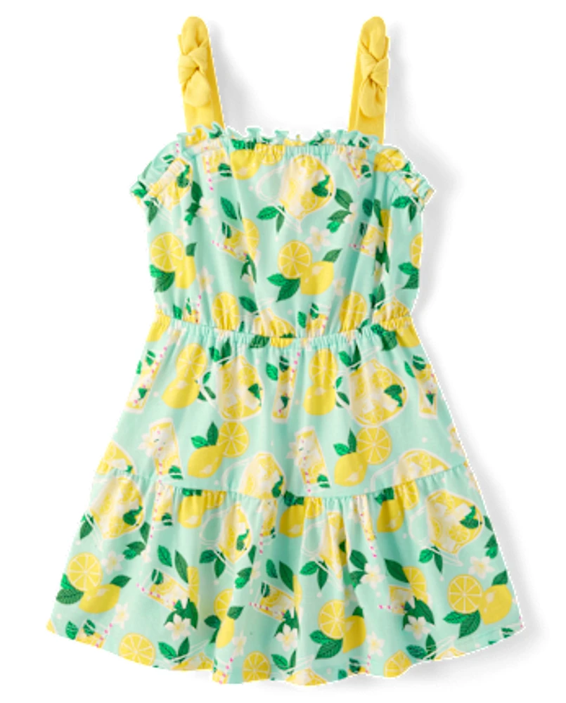 Baby And Toddler Girls Print Tiered Tie Shoulder Dress