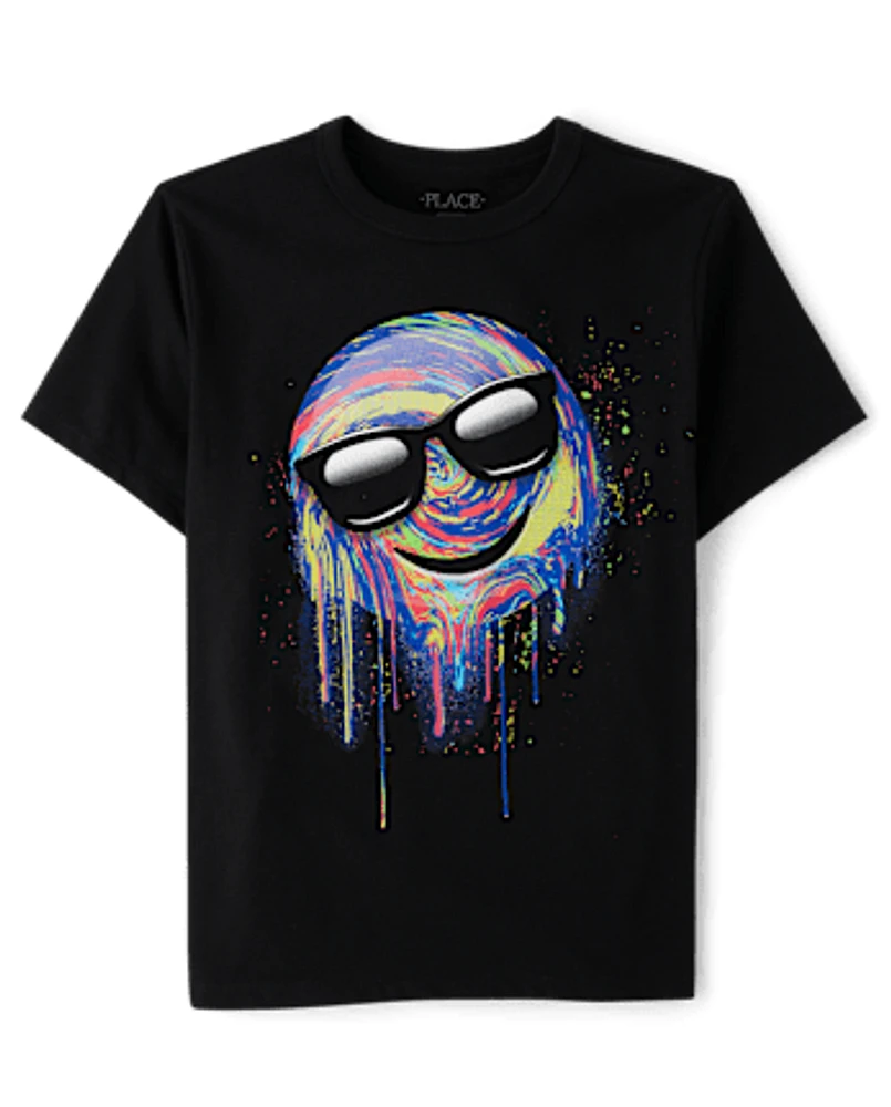 Boys Happy Face Sunglasses Graphic Tee