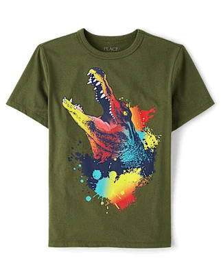 Boys Paint Splatter Alligator Graphic Tee