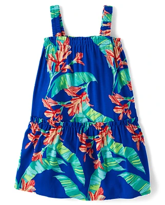 Toddler Girls Matching Family Tropical Ruffle Swing Dress