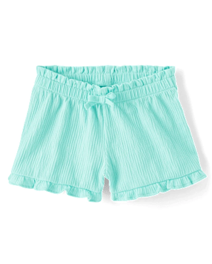 Toddler Girls Jacquard Ruffle Paperbag Waist Shorts