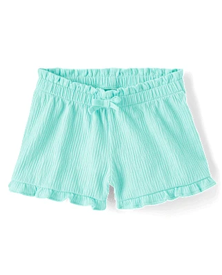 Toddler Girls Jacquard Ruffle Paperbag Waist Shorts