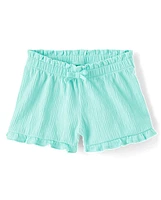 Toddler Girls Jacquard Ruffle Paperbag Waist Shorts