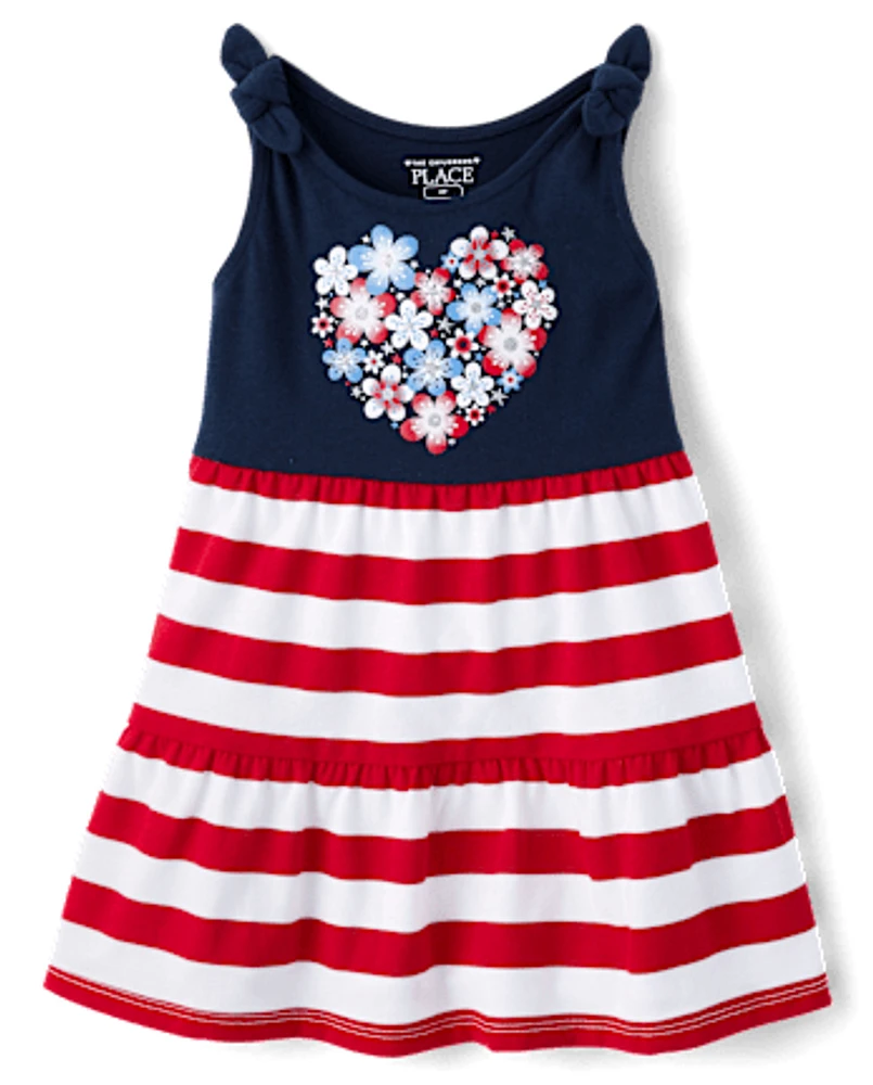 Toddler Girls Americana Tie Shoulder Dress