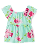 Toddler Girls Print Tie Back Empire Babydoll Top