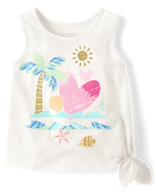 Baby And Toddler Girls Graphic Side Tie Tank Top