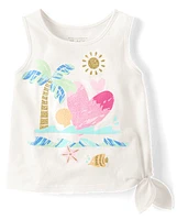 Baby And Toddler Girls Graphic Side Tie Tank Top