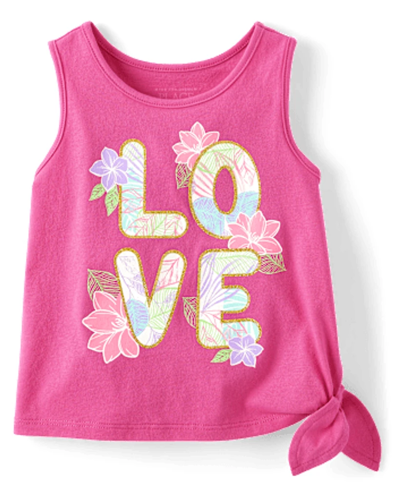 Baby And Toddler Girls Graphic Side Tie Tank Top