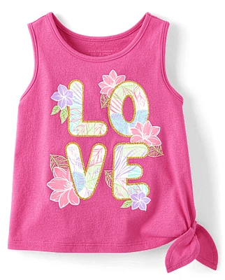 Baby And Toddler Girls Graphic Side Tie Tank Top