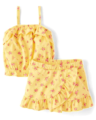 Toddler Girls Floral Ruffle 2-Piece Outfit Set