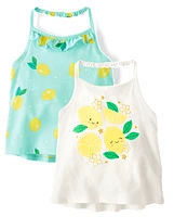 Toddler Girls Graphic Halter Tank Top 2-Pack
