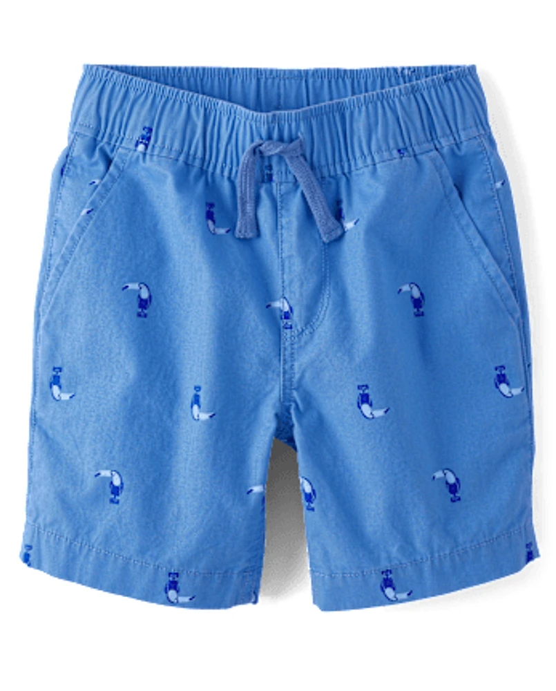 Boys Print Pull On Jogger Shorts