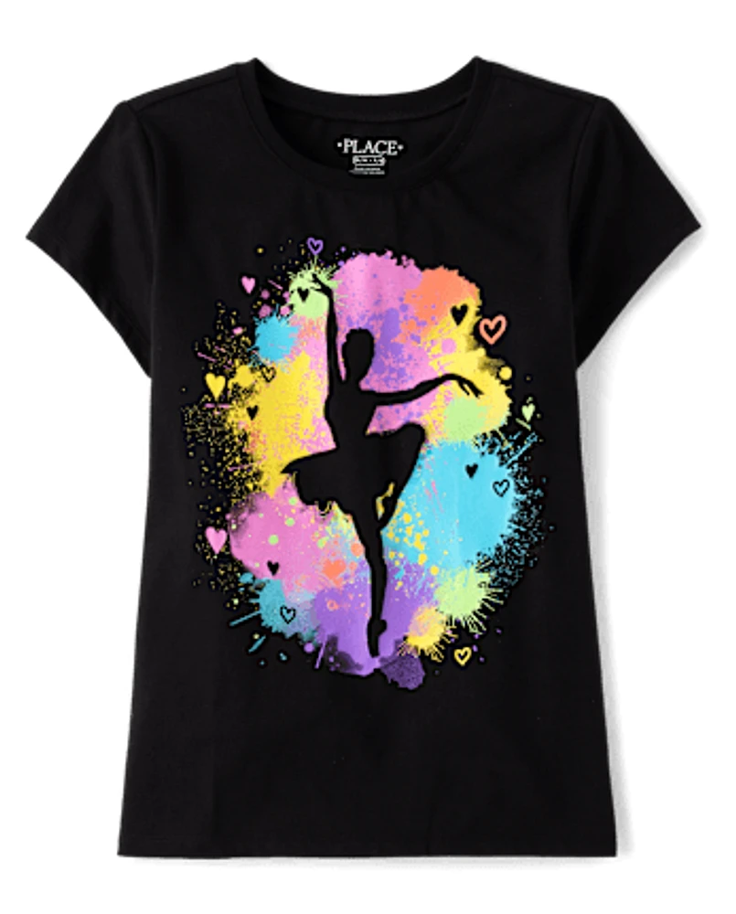 Girls Rainbow Ballerina Graphic Tee