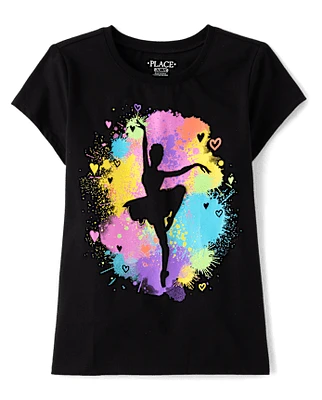 Girls Rainbow Ballerina Graphic Tee