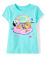 Girls Cat Pool Float Graphic Tee