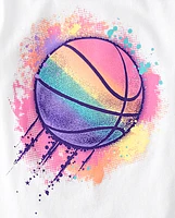 Girls Rainbow Basketball Graphic Tee