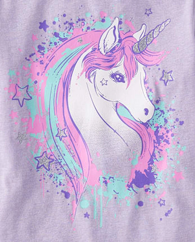 Girls Unicorn Star Graphic Tee