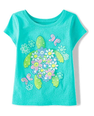 Baby And Toddler Girls Turtle Graphic Tee