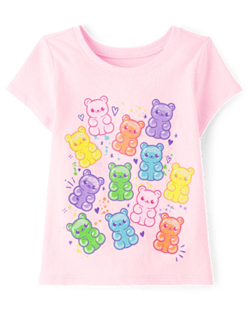 Baby And Toddler Girls Candy Bear Graphic Tee