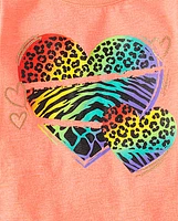 Baby And Toddler Girls Rainbow Animal Heart Graphic Tee