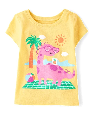 Baby And Toddler Girls Dino Beach Graphic Tee