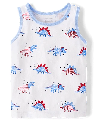 Baby And Toddler Boys American Flag Dino Tank Top