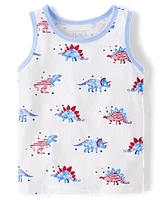 Baby And Toddler Boys American Flag Dino Tank Top