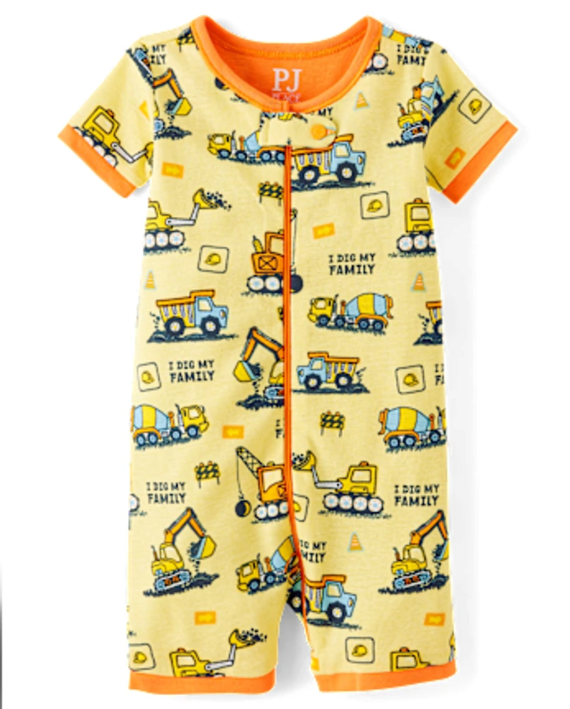 Baby And Toddler Boys Construction Snug Fit Cotton One Piece Pajamas