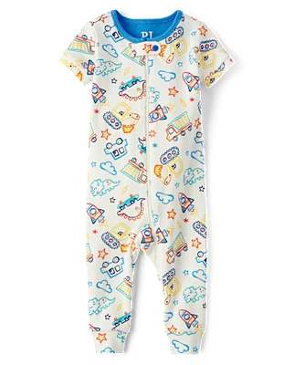 Baby And Toddler Boys Doodle Snug Fit Cotton One Piece Pajamas