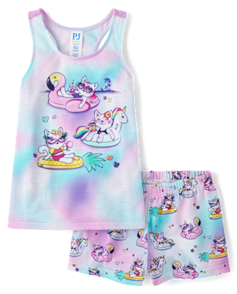 Girls Cat Pool Float Pajamas