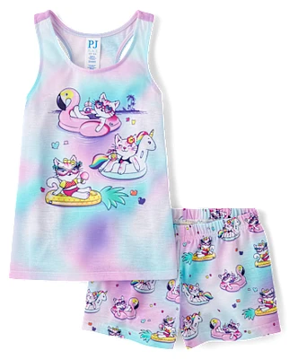 Girls Cat Pool Float Pajamas