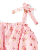 Girls Floral Smocked Tiered Dress