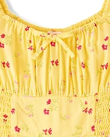 Girls Floral Smocked Tiered Dress