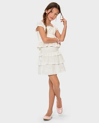 Girls Smocked Tiered Skirt