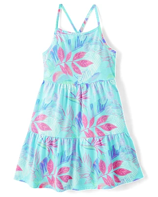 Girls Print Tiered Dress