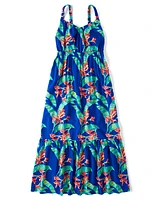 Womens Matching Family Tropical Tiered Dress