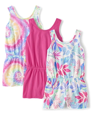 Girls Print Romper 3-Pack