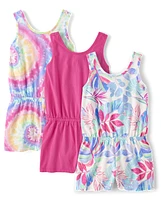 Girls Print Romper 3-Pack