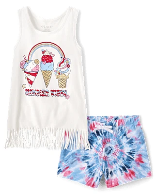 Girls Americana Summer 2-Piece Outfit Set