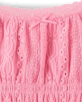 Girls Eyelet Smocked Top