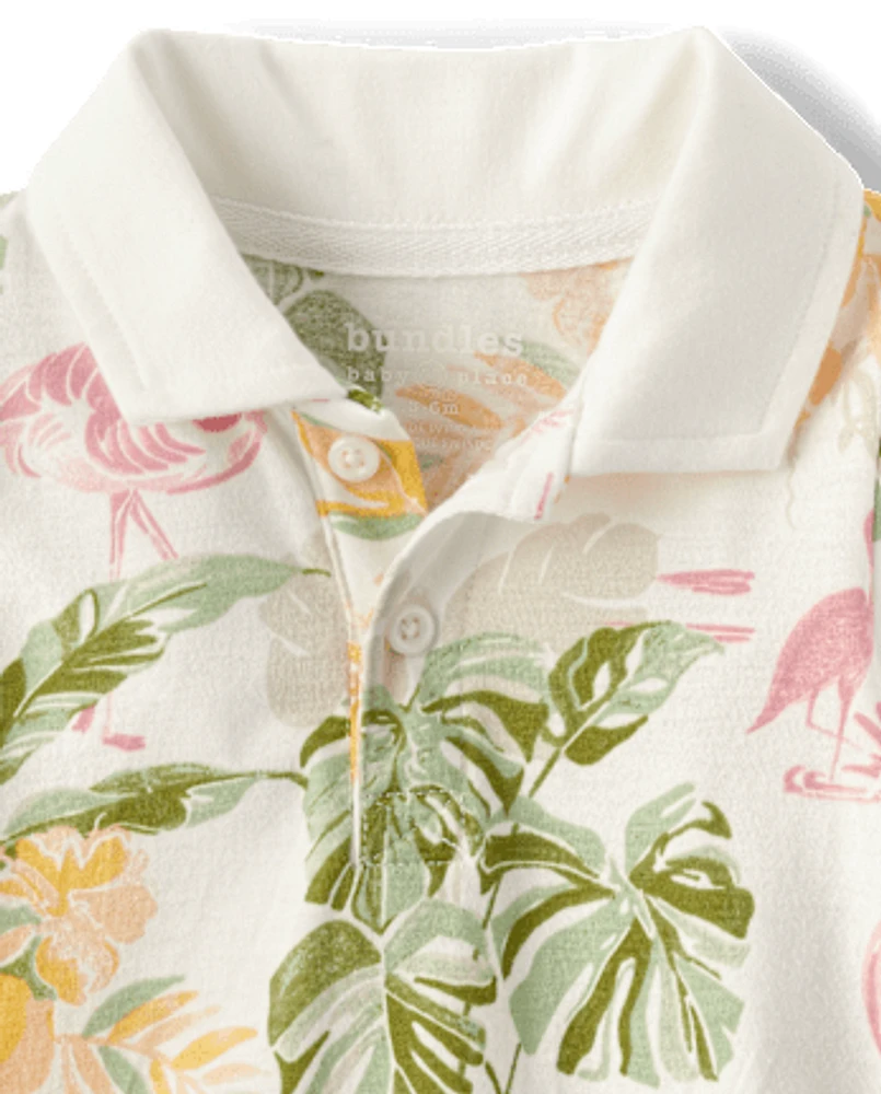 Barboteuse polo tropicale assortie pour bébé garçon