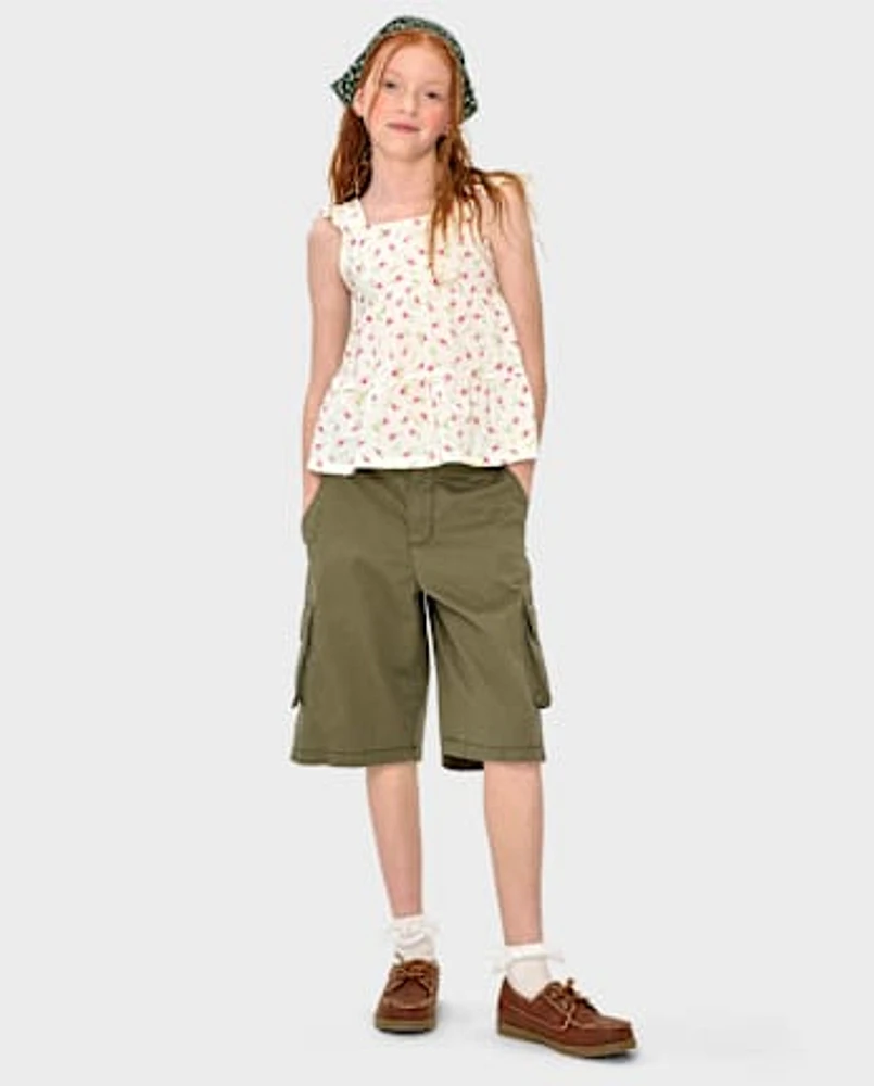 Girls Floral Tiered Tank Top